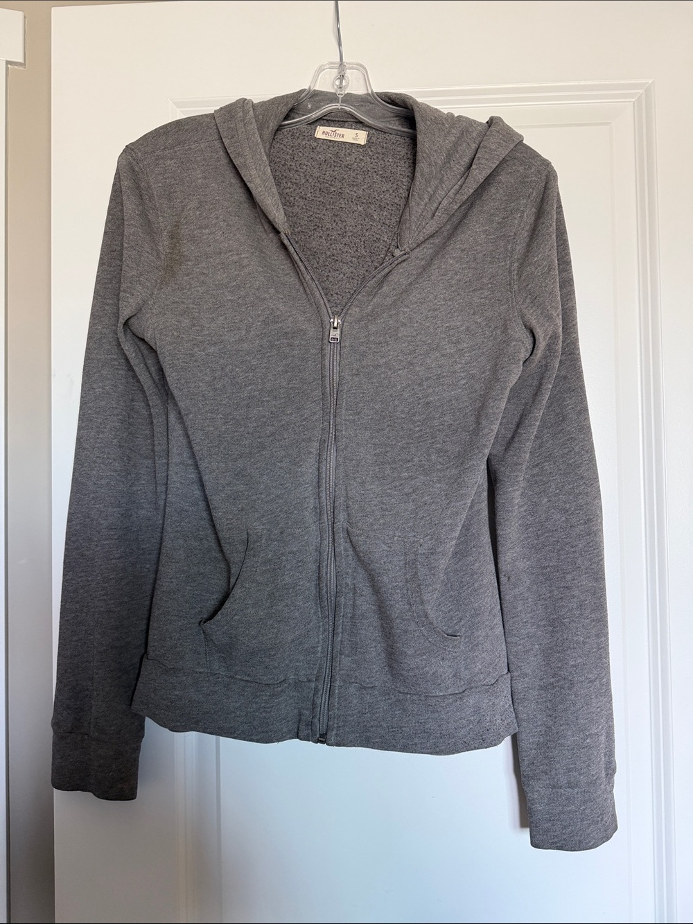 Hollister Grey Full-Zip Hooded Sweatshirt